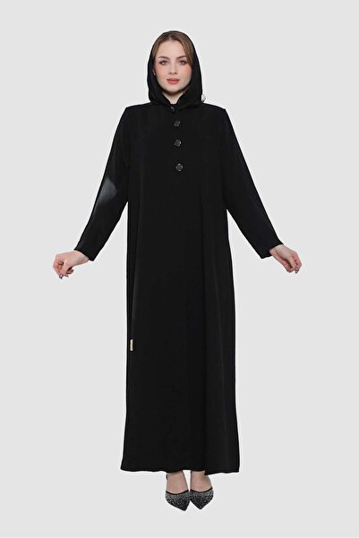 mothhela Stylish abaya with two buttons at the top, in black