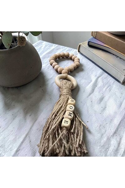 diclecollection Wooden Bead Ring Detail Tasseled Table Ornament, Door Ornamen...