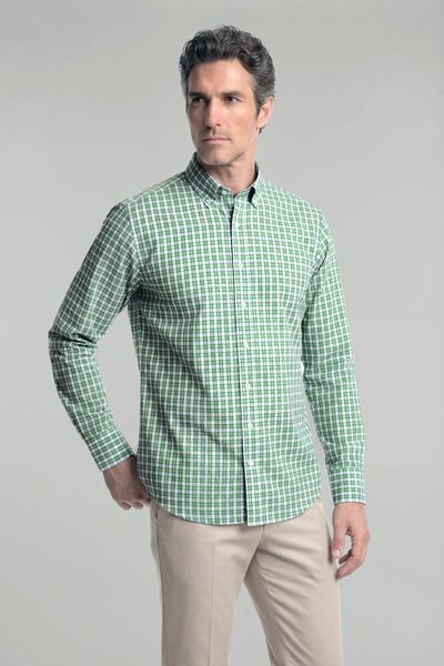 Bisse Regular Fit Erkek Uzun Kol Pamuk Yeşil Gömlek