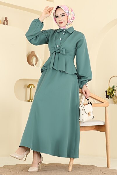 ModaMerve Önden Bağlamalı Dabıl Takım 0845LVA1173-MS Küf Yeşili