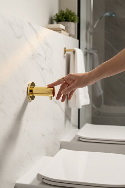 İSAOĞLU YAPI Gold Built-In Stop Walf Hanging Toilet Compatible Bidet Faucet G...