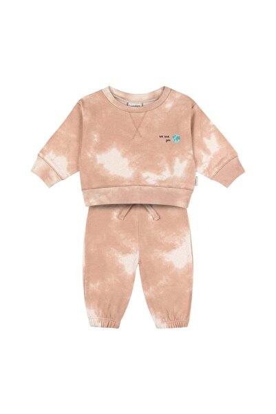 PETIT-ATELlER PETIT ATELIER Baby Beige Tie Dye Sweatshirt and Jogger Pants Se...