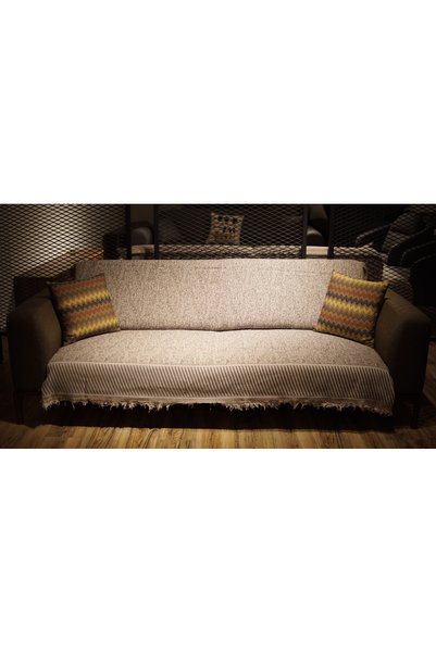 Tfnhometr Cotton Sofa Cover - Non-Slip Surface - Road Wall Pattern - Beige 170 X 210 cm
