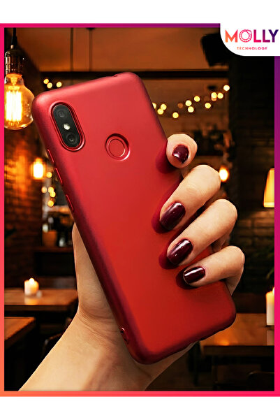 Molly حافظة سيليكون حمراء غير لامعة لهاتف ريدمي نوت 6 برو
