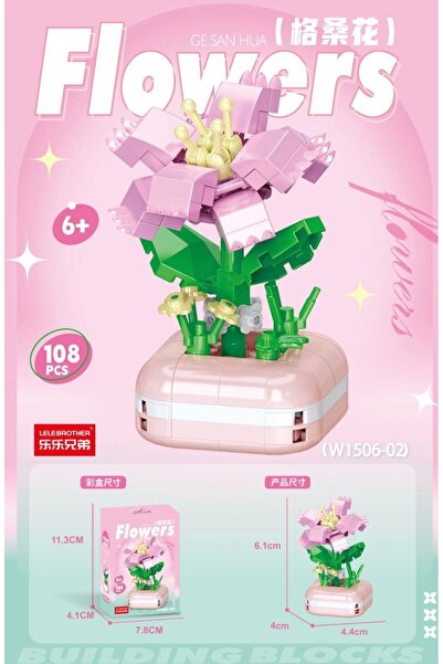 B&B Casee Pembe Bricks Çiçek Lego Saksılı
