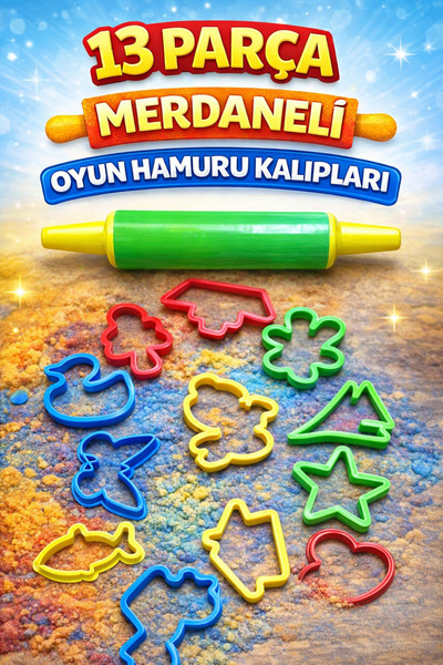 EVENT 13 Parça Merdaneli Oyun Hamuru Kalıp Seti Çocuklar İçin Eğitici Renkli ...