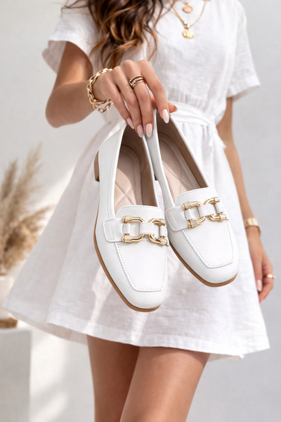 STOCON Women's Loafer Ballet Flats with Gold Buckle, Daily Comfortable Office...