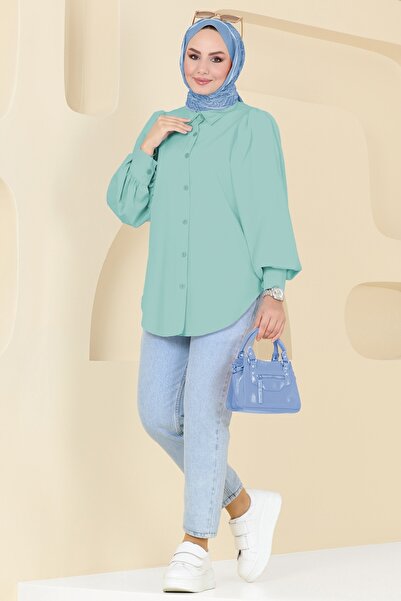 ModaMerve Balon Kollu Gömlek 3025KTR750-MS Çağla