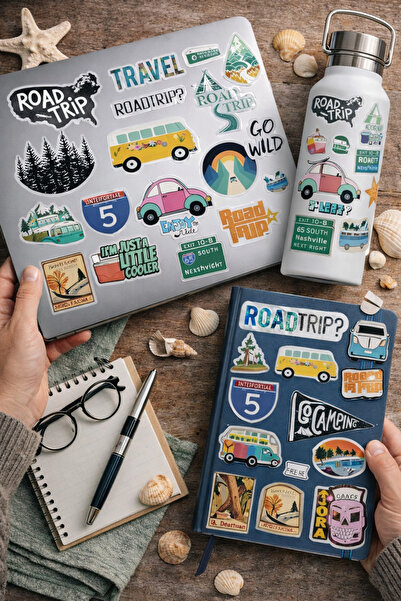 Limitless Design مجموعة ملصقات رحلات الطرق والسفر - ملصقات بتصميم سيارات ومخي...