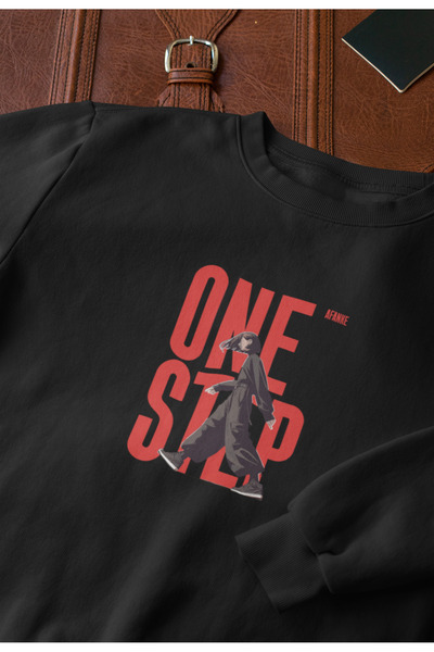 MAGORS Step Printed Cotton Long Sleeved Crewneck Retro Oversize Sweatshirt fo...