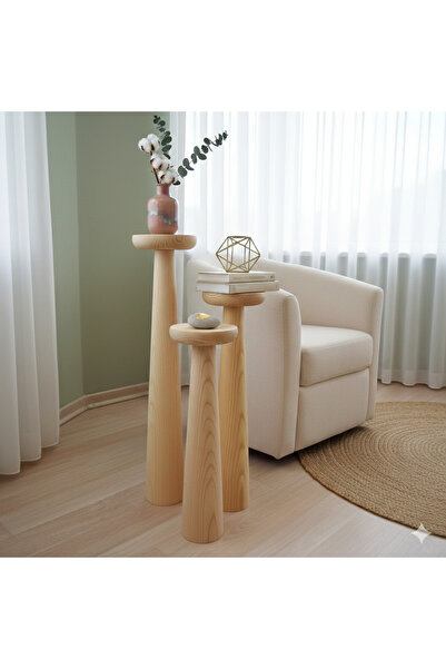 ayrawood 3 lü set dekor ve mum altlığı sehpa çok amaçlı çiçek altlığı