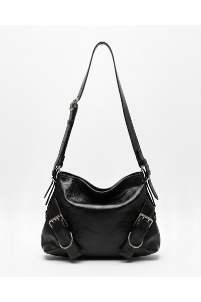 heybelprive Siyah Salaş Deri Omuz Çantası - İthal Yumuşak Deri Özel Tasarım Ç...