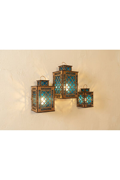 meandme Dekoratif Lazer Kesim Ahşap Fener Mumluk 3’lü Set (12-16-21 cm) | Mas...