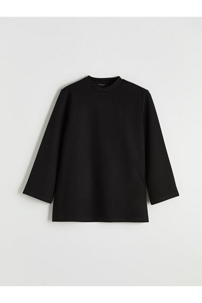 LC Waikiki سترة نسائية سوداء ذات ياقة دائرية وملمس ناعم من الموسم الجديد من G...