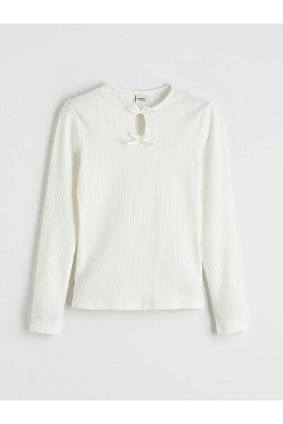 LC Waikiki Tricou pentru fete cu detaliu fundă ecru