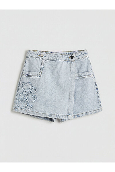 LC Waikiki Plavo srce Vezena devojka Denim Suknja-šorts