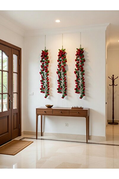 alreef geft Package of 3 artificial hanging flowers, white or red, 85 cm – lu...