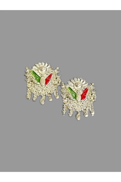 BsElektronik Ottoman Sancak Fındık Arma 2 Pieces Metal Small Arma Silver Design