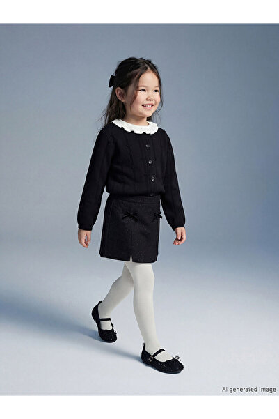 LC Waikiki M&B Collection Siyah Beli Lastikli Simli Kız Çocuk Şort Etek ve Kü...