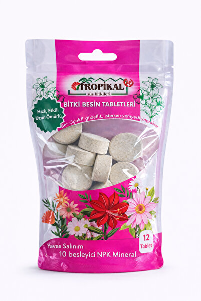 TROPİKAL Bitki Besin Tableti 12’li – Yavaş Salınımlı NPK Mineral Gübre – 3 Ay...