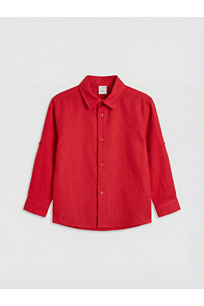 LC Waikiki قميص إلسيفا كوليكشن الأحمر الأساسي للأولاد