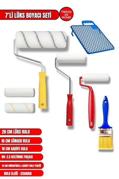 OSKAR FIRÇA 7-Piece Painter's Set | 20cm Roller+10Cm Sponge Roller+10Cm Velve...