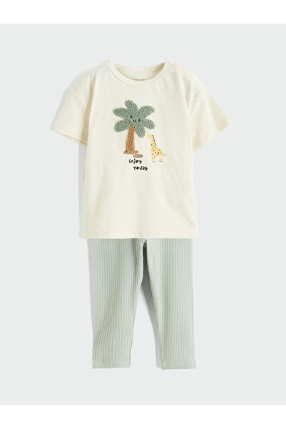 LC Waikiki Elsiva Collection Ecru Baby Boy Embroidered Short Sleeve T-Shirt a...