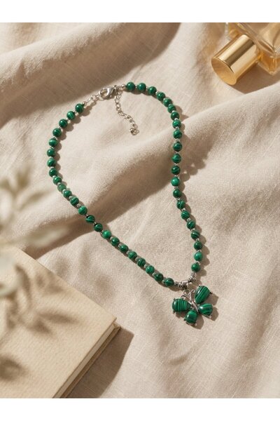 SR Jewelry Box Yeşil Malakit Taşlı Kelebek Kolye – Güçlü & Şık