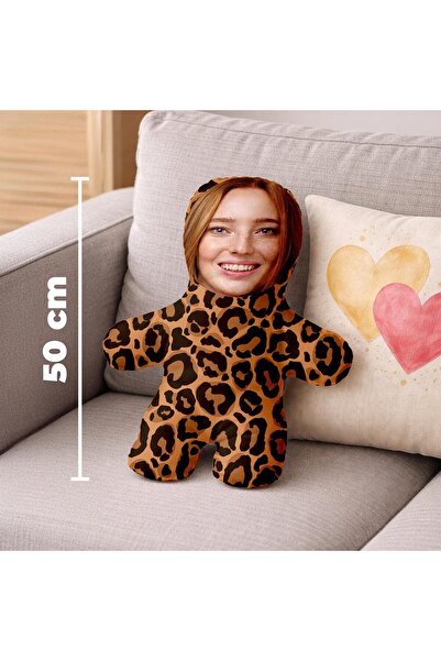 Leopar Desenli Kişiye Özel Fotoğraflı Peluş Oyuncak - 50cm