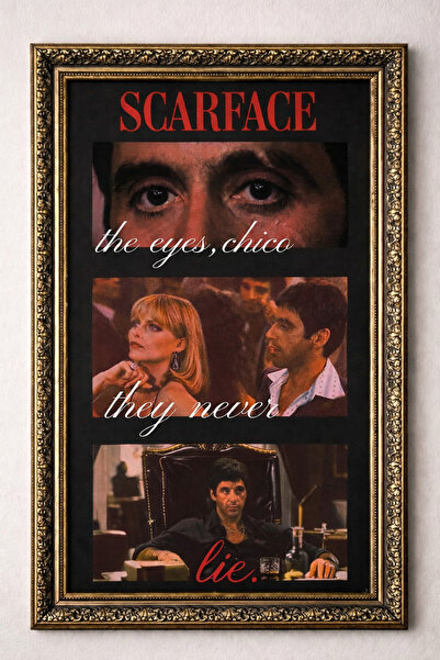 BuzzDesigns Tony Montana & Elvira Hancock Scarface The Eyes Chico Tablo (Çerç...