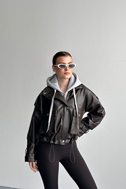 Helen Goods Women's Hooded Leather Jacket