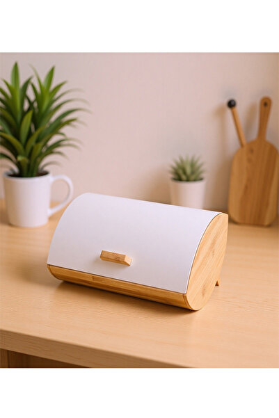 Generic Bamboo Bread Box with Roll-Top Lid – Elegant Kitchen Storage - 35x26x...