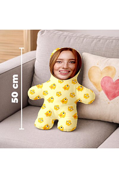 Motto Gift Sarı Civciv Tasarımlı Kişiye Özel Sevimli Fotoğraflı Peluş Oyuncak...