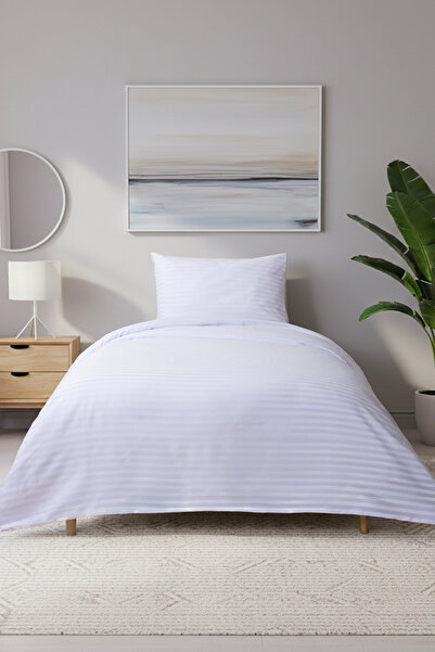 linessia home Single Premium Cotton Satin Striped Duvet Cover Set