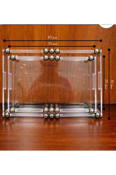 AL-GANNAS Acrylic serving tray set (2 pieces) with chrome metal rollers.