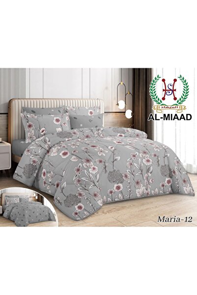 ALMIAAD Al-Meead Summer Double Duvet , 6 Pieces, Floral Gray, Maria-12 Double...