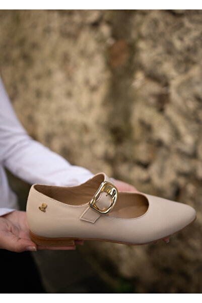 Venüs 2511501 Hakiki Deri Kalın Bant Toka Detaylı Kadın Babet Ayakkabı