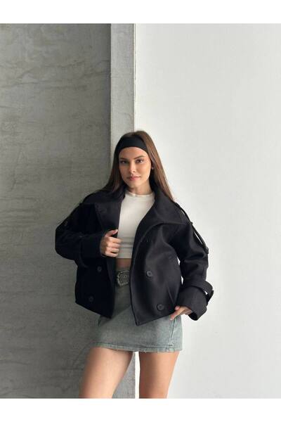 Bossago Women's Double-Breasted Buttoned Comfortable Fit Seasonal Bomber Text...