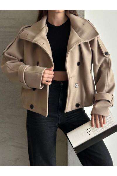 Bossago Women's Double-Breasted Buttoned Comfortable Fit Seasonal Bomber Text...