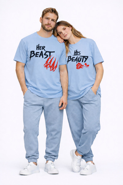 NEVERMIND Set de tricouri unisex pentru cupluri, supradimensionate, cu mesaju...