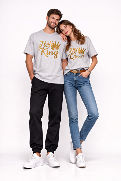 NEVERMIND King Queen Lover Combination Oversize Couple T-Shirt Unisex Partner...