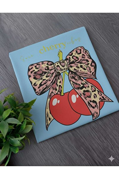 New Shine Μπλουζάκι Unisex Baby Blue με στάμπα Cherry Kiraz