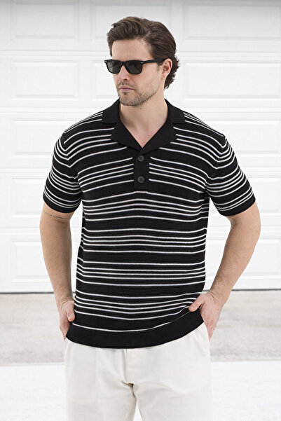 Delpino V-Neck Knitwear Men's Cotton T-Shirt