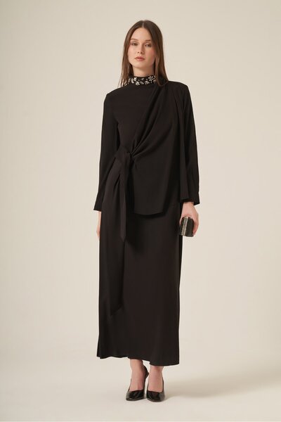 FTZ WOMEN Rochie de damă din fibre naturale cu guler de piatră 31317