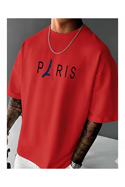 New Shine Tricou unisex roșu cu imprimeu Paris