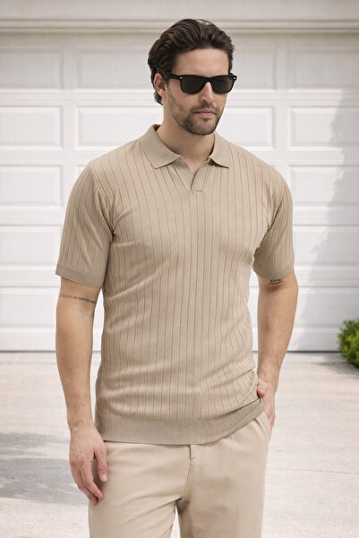 Delpino Ανδρικό βαμβακερό μπλουζάκι με γιακά πόλο και ρίγες