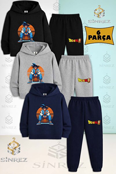 SİNREZ Set de trening cu glugă pentru copii, unisex, GOKU CANTA USUTNDE ORANG...