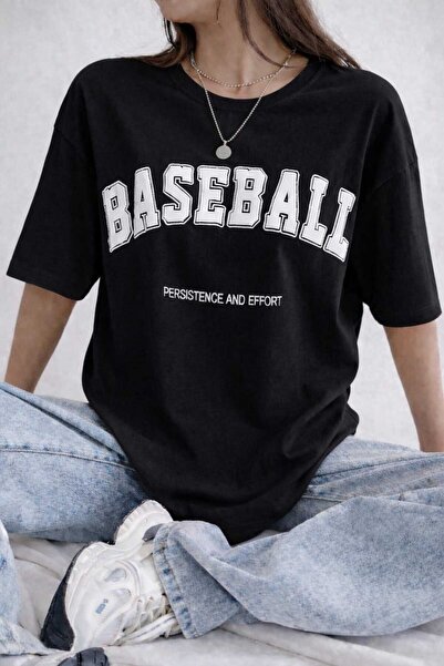 New Shine Μπλουζάκι Μπέιζμπολ Μαύρο Unisex