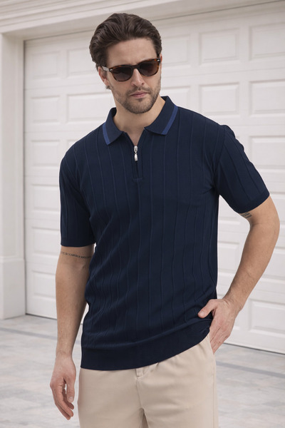 Delpino Πλεκτό Polo Neck Ανδρικό βαμβακερό T-shirt