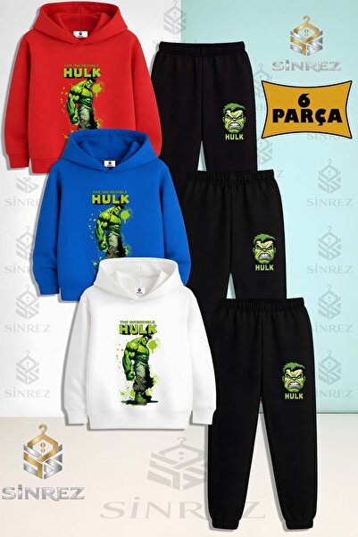 SİNREZ Set de trening cu glugă pentru copii, unisex, HULK, cu litere și pictu...